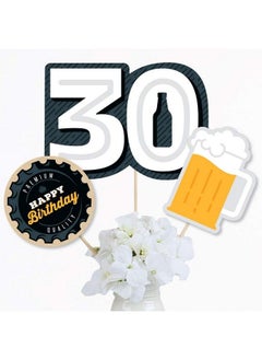 Big Dot of Happiness Cheers And Beers To 30 Years 30Th Birthday Party Centerpiece Sticks Table Toppers Set Of 15  - Image 3
