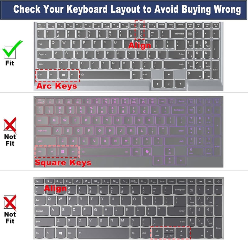 Saco Laptop Keyboard Protector Cover for 2024 Lenovo LOQ 15.6 Inch|Legion 5|Lenovo Legion 5 Pro/Legion Slim 5 5i 16 inch|Lenovo ideaPad Gaming 3 3i 15.6 Inch Gaming Laptops - Transparent - Image 2