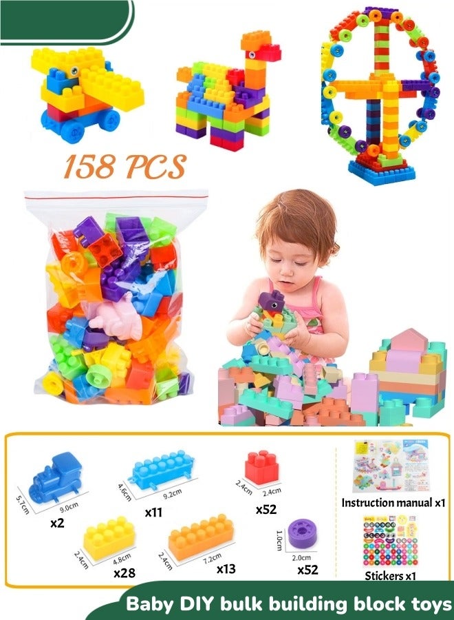 Building Blocks For Toddlers,Baby Building Blocks Diy Bulk Safety Bricks Toy,Building Blocks Stacking Blocks,Early Educational Toys,Kindergarten Developmental Toys,Toddler Gifts(158pcs) - Image 1