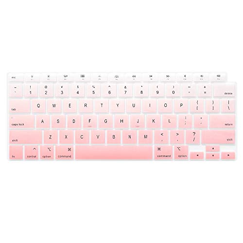 ProElife Keyboard Cover Skin for 2021 2020 MacBook Air 13 Inch (MODLE A2179 and A2337 Apple M1 Chip, U.S Layout) with Touch ID Keyboard Accessories Ultra Thin Silicone Protector (Light Pink Ombre) - Image 1