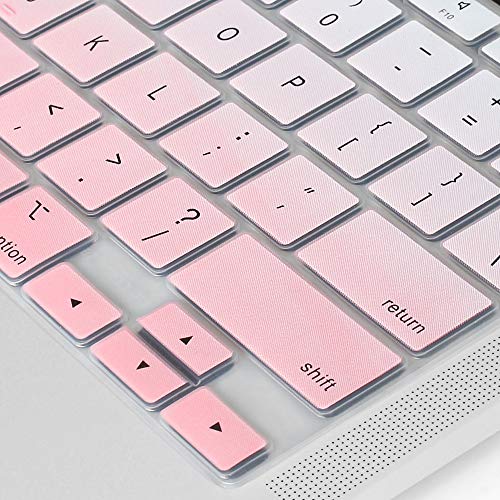 ProElife Keyboard Cover Skin for 2021 2020 MacBook Air 13 Inch (MODLE A2179 and A2337 Apple M1 Chip, U.S Layout) with Touch ID Keyboard Accessories Ultra Thin Silicone Protector (Light Pink Ombre) - Image 5