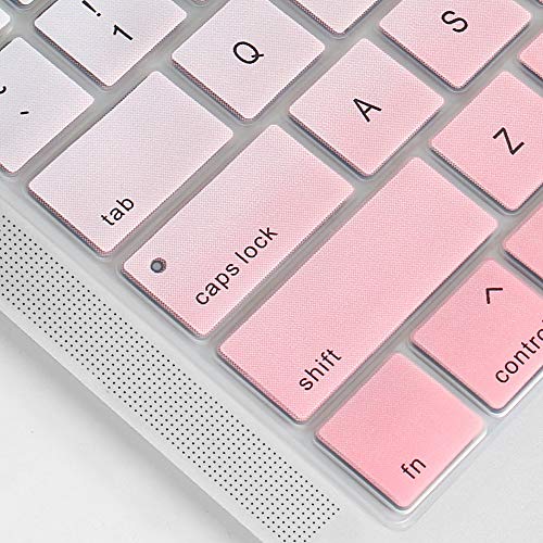 ProElife Keyboard Cover Skin for 2021 2020 MacBook Air 13 Inch (MODLE A2179 and A2337 Apple M1 Chip, U.S Layout) with Touch ID Keyboard Accessories Ultra Thin Silicone Protector (Light Pink Ombre) - Image 3
