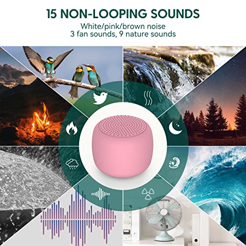 Babelio White Noise Sound Machine for Adults Kids Baby, Mini, 15 Non-looping Sounds, Timer, Memory Function, Easy to Pocket and Travel Pink - Image 3