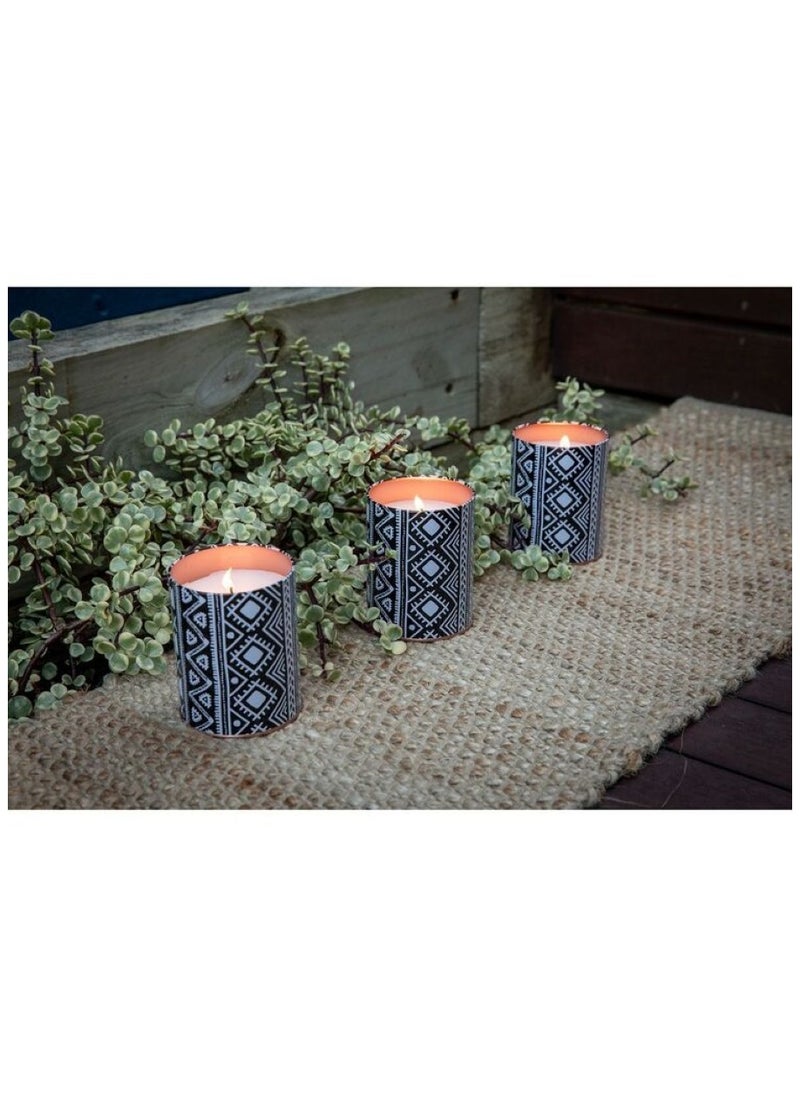 Waxworks - Tribal Tin Citronella Candle Black & White 10 Cm - Image 1
