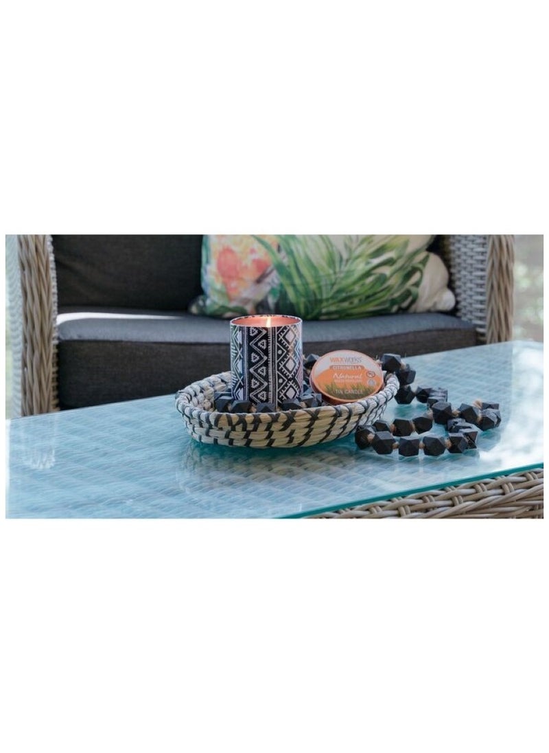Waxworks - Tribal Tin Citronella Candle Black & White 10 Cm - Image 1