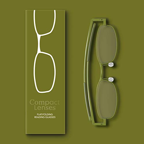 IF Compact Lenses Readers Slim Flat-Folding Unisex Reading Glasses - Olive,+1.5" - Image 3