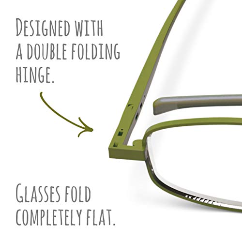 IF Compact Lenses Readers Slim Flat-Folding Unisex Reading Glasses - Olive,+1.5" - Image 4