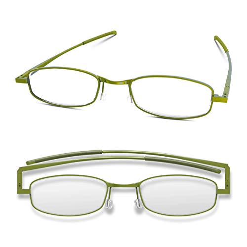 IF Compact Lenses Readers Slim Flat-Folding Unisex Reading Glasses - Olive,+1.5" - Image 2