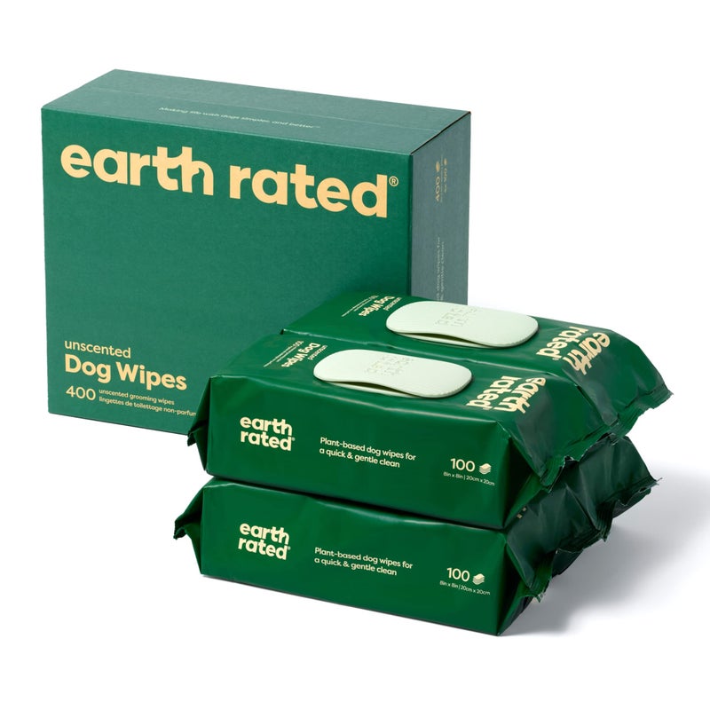 Earth Rated Pet Wipes for Dogs and Cats, Hypoallergenic, Cleaning and Hydrating, for Grooming Paws, Body and Butt, Unscented, 400 Count - Image 1