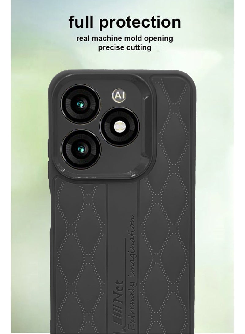 Design Printed Back Cover for itel A70 with Raised Lips for Camera & Screen Protection - Shockproof Design - Stylish Back Cover Case - Dark Grey - Image 2