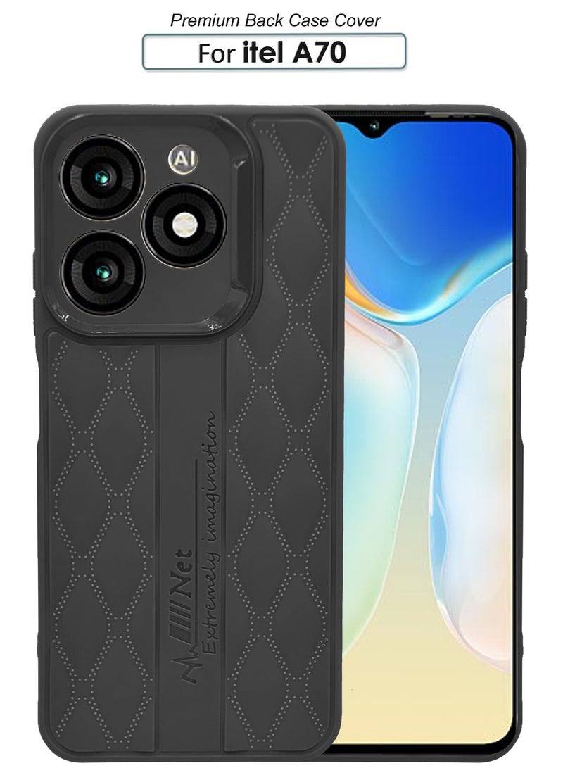 Design Printed Back Cover for itel A70 with Raised Lips for Camera & Screen Protection - Shockproof Design - Stylish Back Cover Case - Dark Grey - Image 1