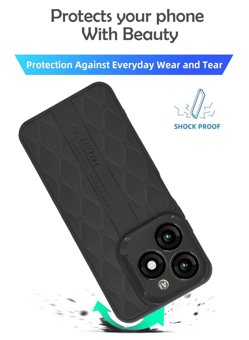 Design Printed Back Cover for itel A70 with Raised Lips for Camera & Screen Protection - Shockproof Design - Stylish Back Cover Case - Dark Grey - Image 3