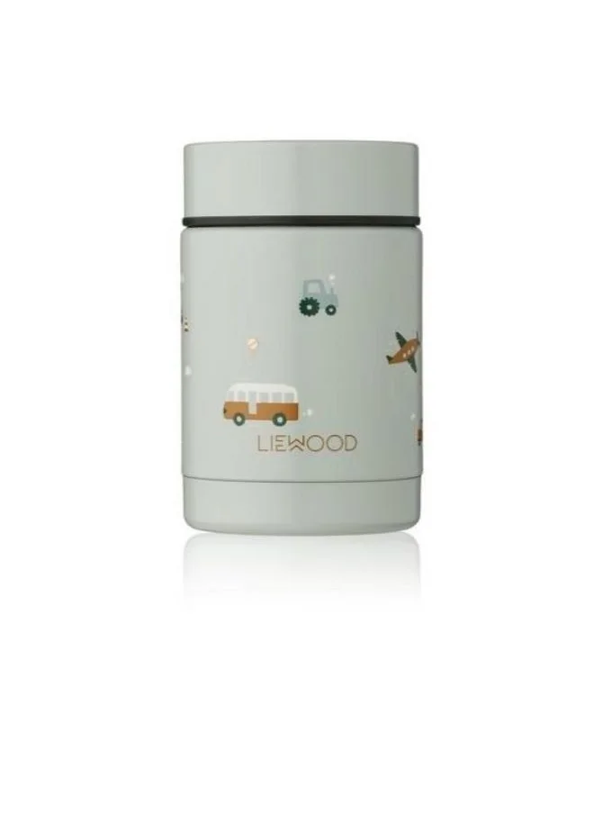 Liewood Nadja food jar - Vehicles/dove blue mix