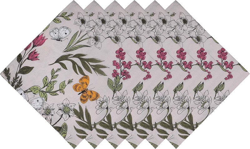 Yourtablecloth 100 Cotton Cloth Dinner Table Napkins Soft  Vibrant Napkins 20 x 20 Set of 6 Butterfly - Image 1
