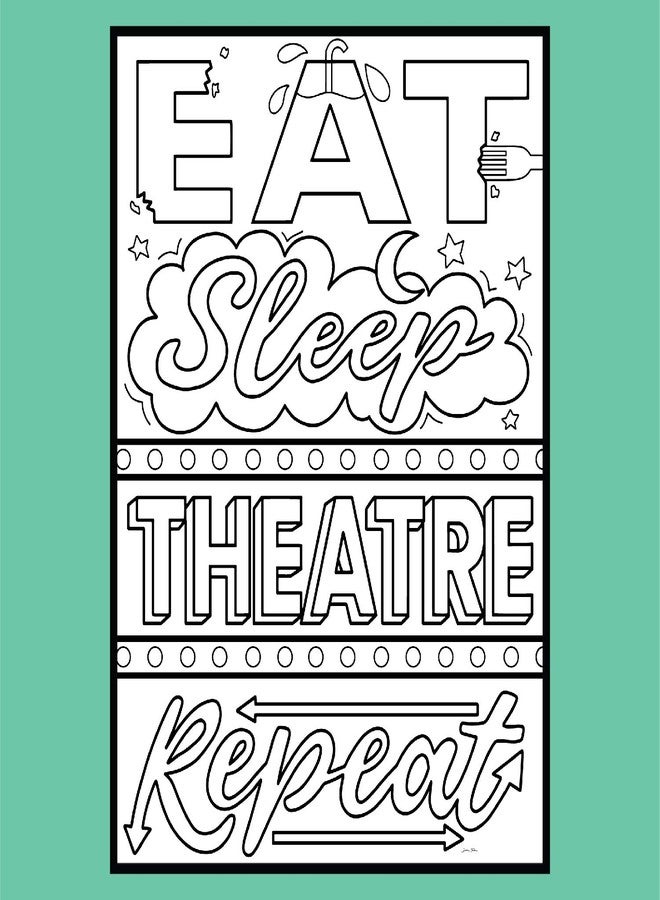 Coloring Broadway - Theatre Nerds “I’d Rather Be at a Broadway Show” Coloring Pages (Set of 4), Broadway Musical Merchandise, Matte Card Stock (8 1/2” x 11”), Ideal Gift for a Broadway Theater Lover - Image 3