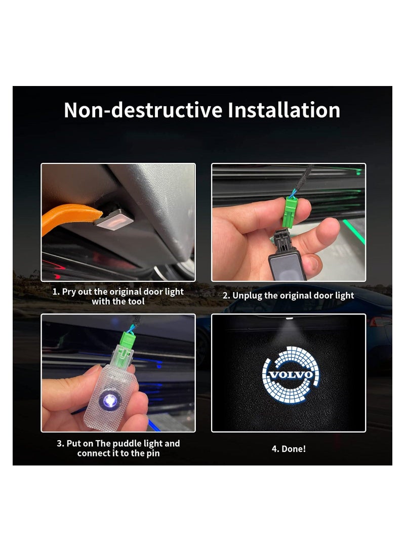 MUNTAQI Car Door LED LOGO Light for Volvo, Logo Projector  Logo LED Puddle Lights Vehicle Door Light Projector Car Entry Lighting Accessory Door Light Accessory for Volvo XC90 XC60 XC40 S90 S60 V90 V60 - Image 3