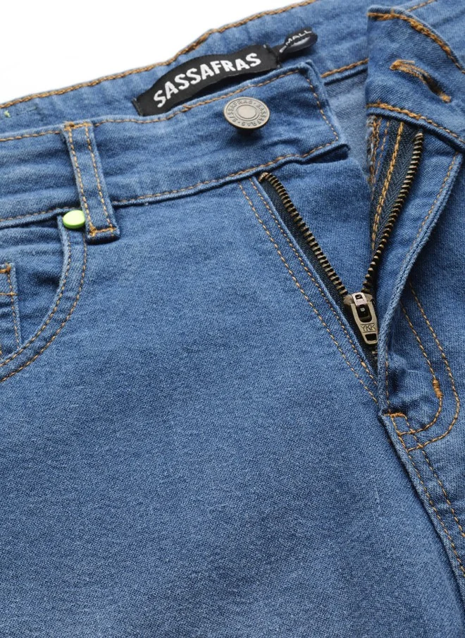 SASSAFRAS Comfort Straight Fit High-Rise Blue Jeans for Women