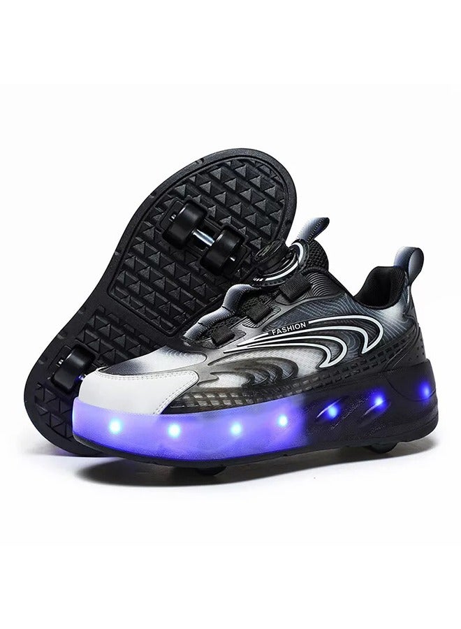 Loquat Kids Roller Skates LED Two-Wheel Flash Stylish Shiny Sneaker Skates With Wheels and Lightning Soles For Easy Swivel Buckle Kids Shoes - Image 2