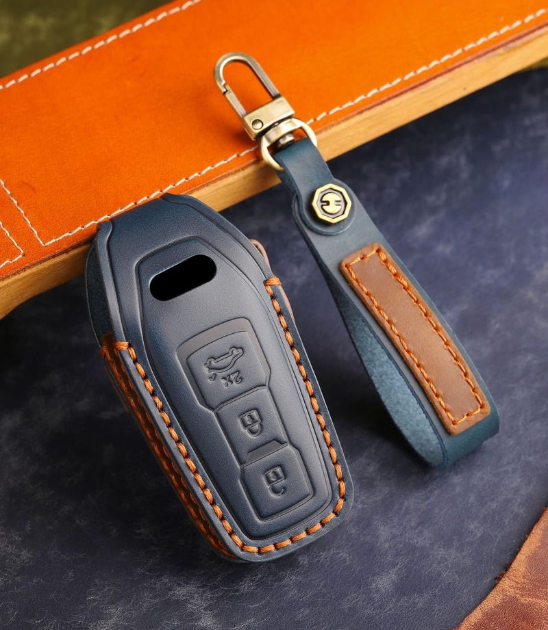 ontto Cowhide Leather Key Cover for Audi 2025 A5 S5 A6 S6 Q5 SQ5 Q6 SQ6 - Image 5