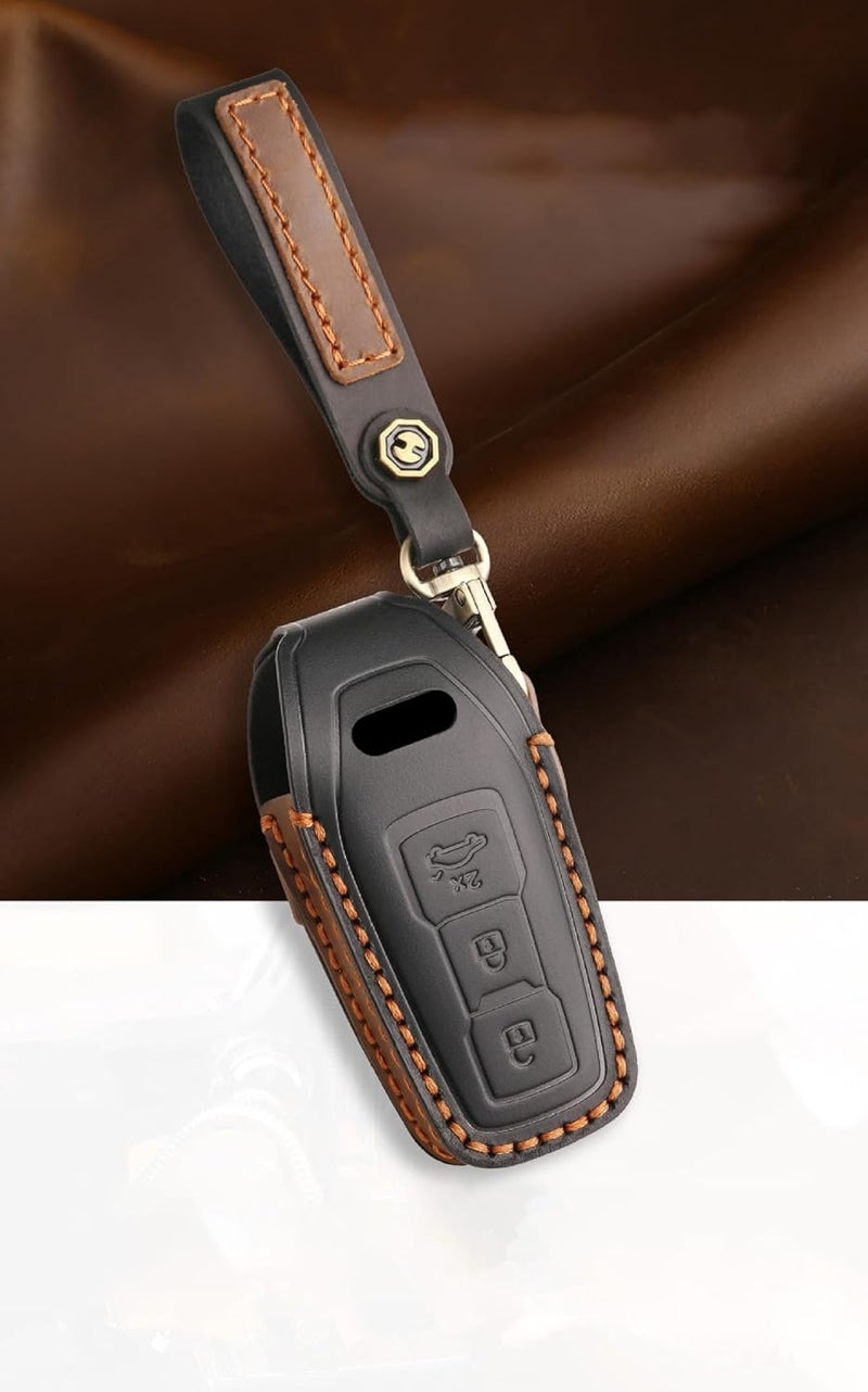 ontto Cowhide Leather Key Cover for Audi 2025 A5 S5 A6 S6 Q5 SQ5 Q6 SQ6 - Image 3