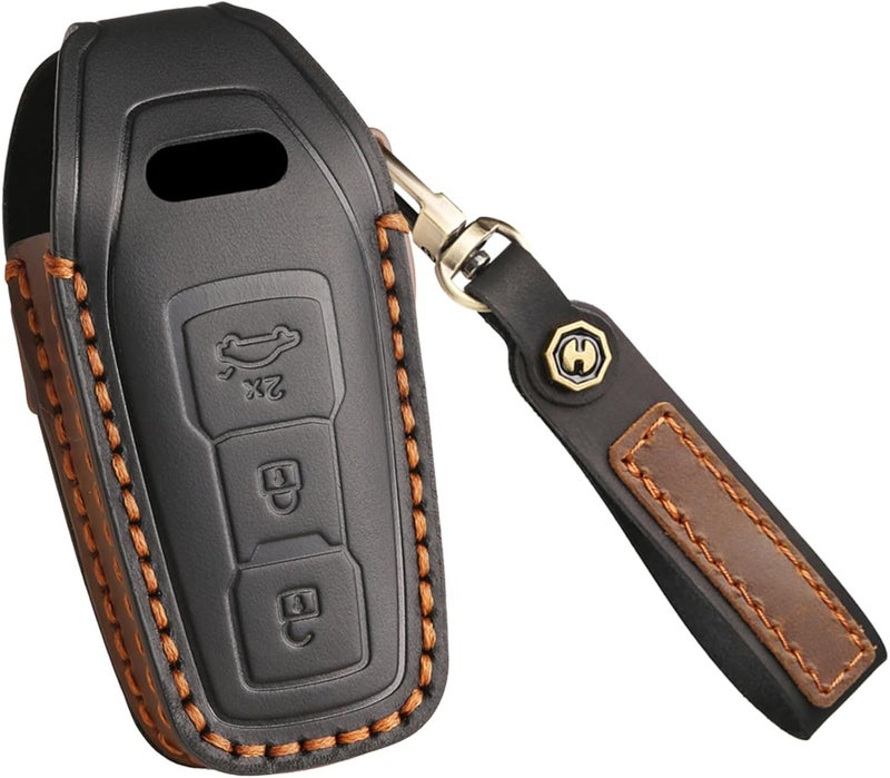 ontto Cowhide Leather Key Cover for Audi 2025 A5 S5 A6 S6 Q5 SQ5 Q6 SQ6 - Image 1