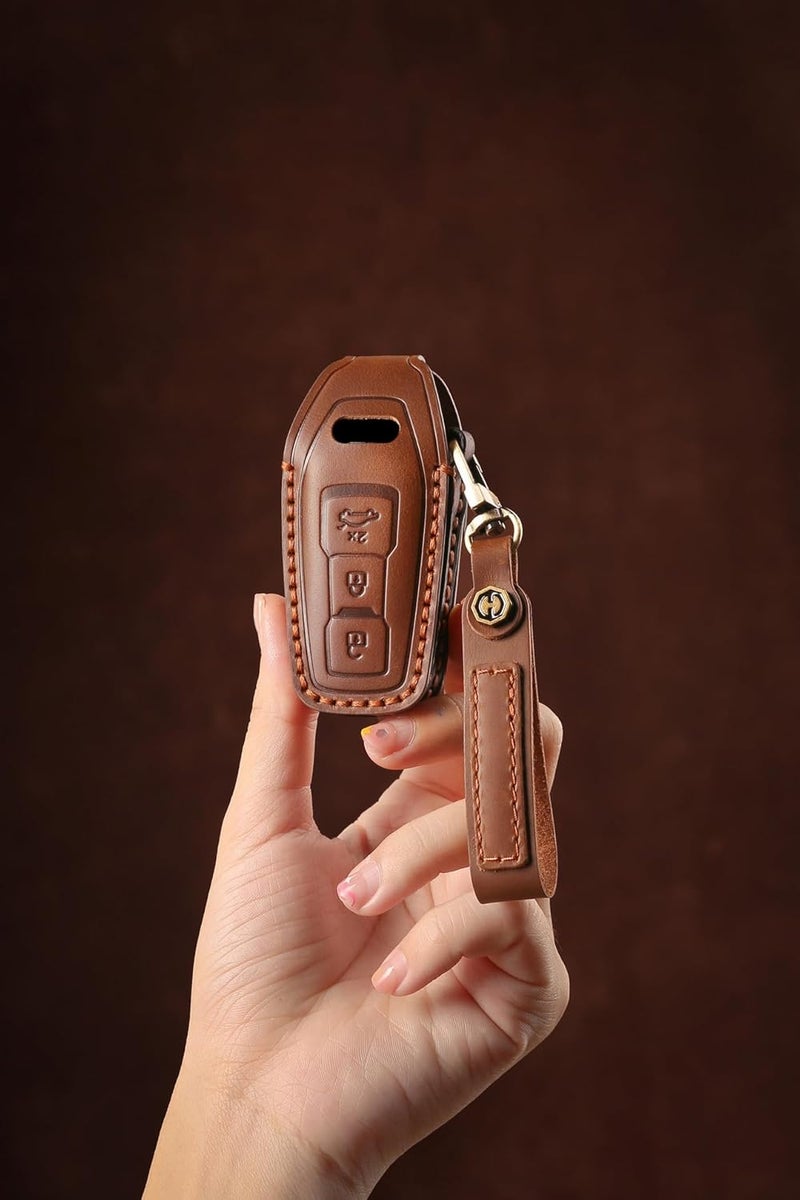 ontto Cowhide Leather Key Cover for Audi 2025 A5 S5 A6 S6 Q5 SQ5 Q6 SQ6 - Image 4