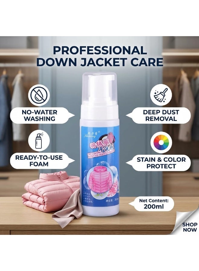 200ml Waterless Foaming Dry Cleaner for Clothes – Fast Stain and Odor Remover for Puffer Jackets, Winter Coats, Sensitive Fabrics and Everyday Garments Safe Quick Cleaning Spray - Image 3