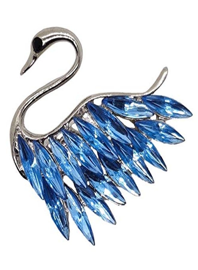 FURE Graceful Swan Metal Brooch (Turquoise Blue) for Men & Women - Image 1