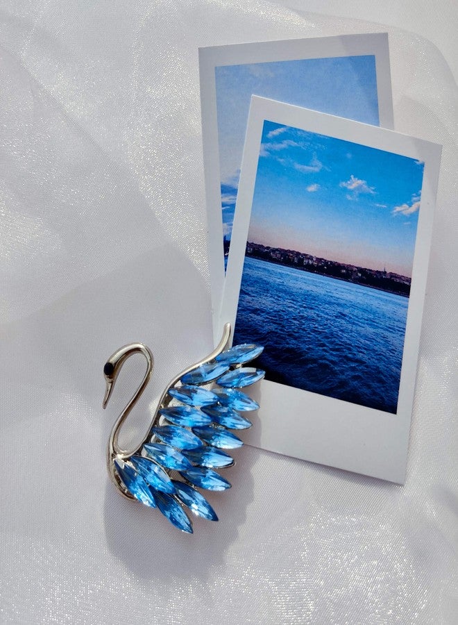 FURE Graceful Swan Metal Brooch (Turquoise Blue) for Men & Women - Image 3