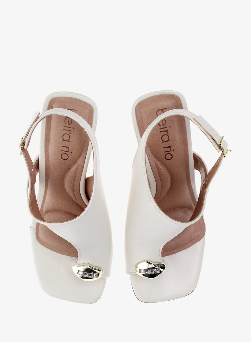 Beira Rio Off White Beira Rio Women’s Mid Heel Sandals – Stylish Everyday Wear with Comfortable Support for Women | Best Price UAE