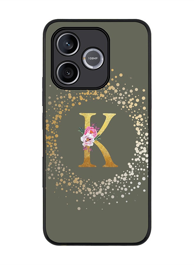 Stylizedd For Honor 600 Lite / 500 Smart / Honor X80i Case,Slim fit Camera Protection, Shockproof Thin Phone cover  - Custom Monogram Floral - K  (Olive Green ) - Image 1