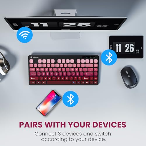 Portronics Bubble Multimedia Wireless Keyboard 2.4 GHz & Bluetooth 5.0 Connectivity, Noiseless Experience, Compact Size for iOS iPad Air, Pro, Mini, Android, Windows Tablets PC Smartphone(Purple) - Image 3