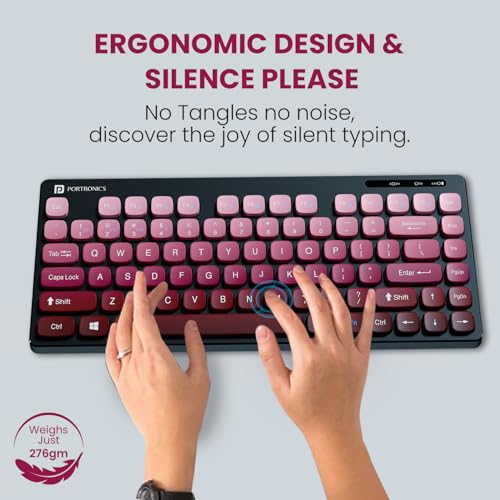 Portronics Bubble Multimedia Wireless Keyboard 2.4 GHz & Bluetooth 5.0 Connectivity, Noiseless Experience, Compact Size for iOS iPad Air, Pro, Mini, Android, Windows Tablets PC Smartphone(Purple) - Image 4