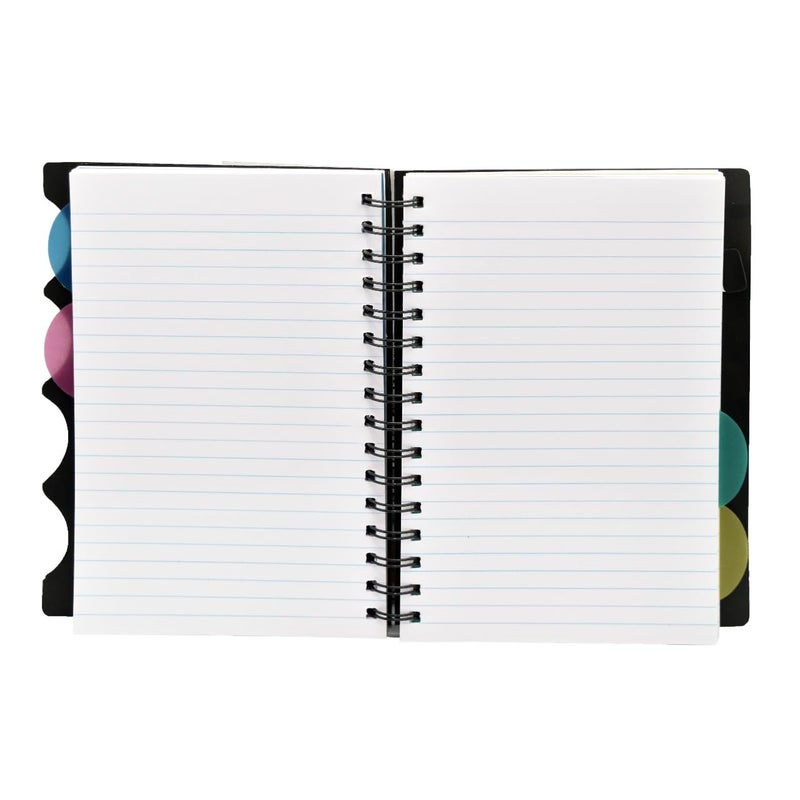 CUBIC A5 Premium Wiro Notebook | 5 Subject Divider | Durable Black Hard Cover | Strong Spiral Binding | Ideal for School, Office & Personal Notes - Image 4