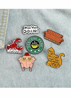 Excefore Enamel Pins Set, 6 Pcs Cartoon Brooches, Friends TV Show Brooch Pins Enamel Lapel Pins for Backpack Hat Lapel Jacket Badges Button Cool Funny Aesthetic, Fashion Badge Jewelry for Women  - Image 1