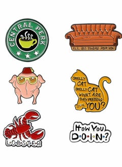Excefore Enamel Pins Set, 6 Pcs Cartoon Brooches, Friends TV Show Brooch Pins Enamel Lapel Pins for Backpack Hat Lapel Jacket Badges Button Cool Funny Aesthetic, Fashion Badge Jewelry for Women  - Image 3