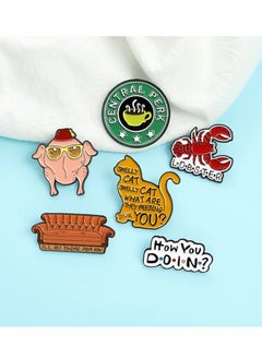 Excefore Enamel Pins Set, 6 Pcs Cartoon Brooches, Friends TV Show Brooch Pins Enamel Lapel Pins for Backpack Hat Lapel Jacket Badges Button Cool Funny Aesthetic, Fashion Badge Jewelry for Women  - Image 5