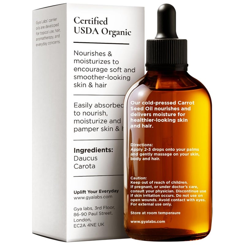 Gya Labs USDA Organic Carrot Seed Oil - 1 Fl Oz - Carrier Oil for Hair, Skin, Face, Scalp & Body Massage - Image 2