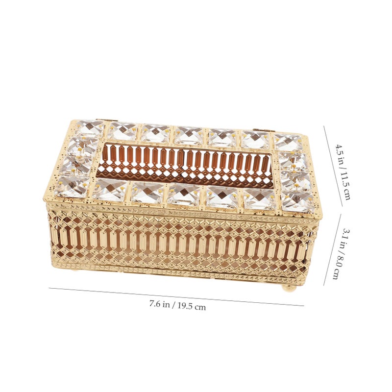 Gold Plated Crystal Tissue Box Cover Napkin Holder European Style Decor - Image 5