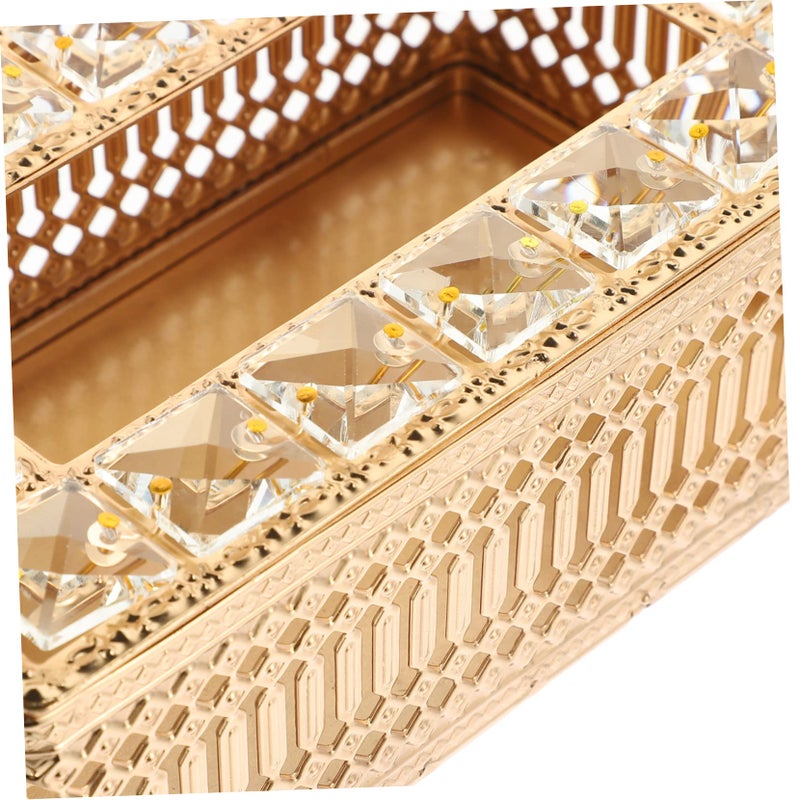 Gold Plated Crystal Tissue Box Cover Napkin Holder European Style Decor - Image 3
