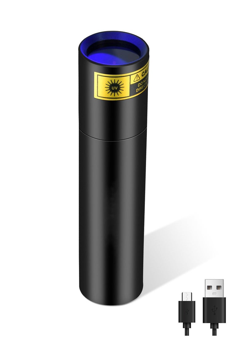 Y&D - UV Flashlight 365nm - Portable Rechargeable Mini Blacklight LED Ultraviolet Light for Detecting Pet Urine Stains, Fluorescent Material, Money and Amber - Image 1