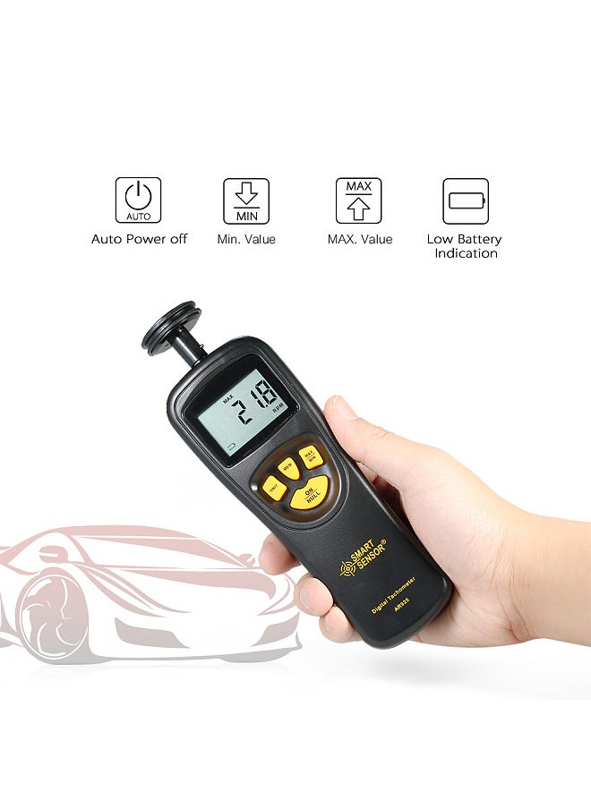 SMART SENSOR Handheld Contact LCD Digital Tachometer Speedometer Tach Meter Wide Measuring Rang 0.5 ~ 19999 RPM  - Image 3