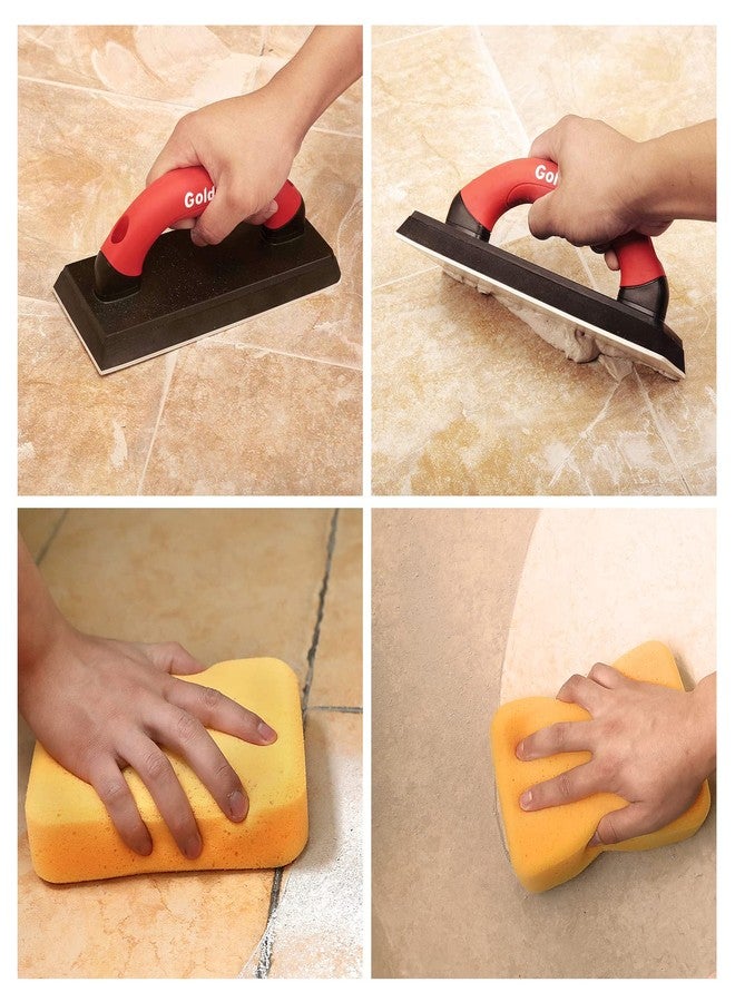 Goldblatt 4" x 12" Grout Float with 3 Pack Sponges for Grout Cleaning - Molded Rubber Grout Float, Floor & Tile Grout Tools with Soft-Grip Handle for Masonry, Drywall, Concrete, Stucco - Image 4