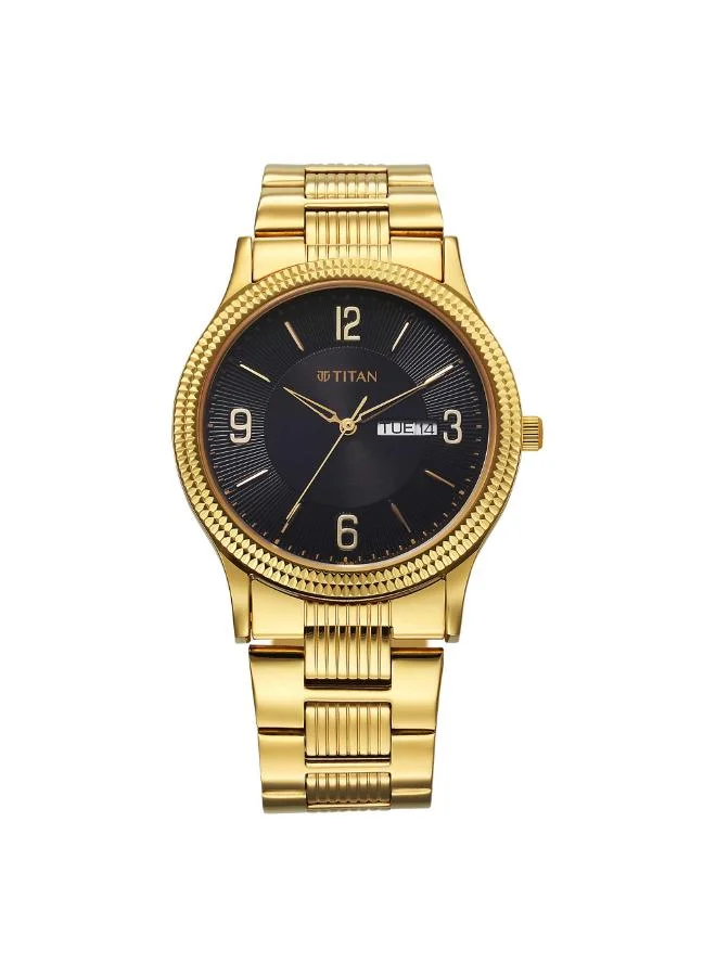 تيتان Men Analog Display Watch With Gold Stainless Steel Strap - 1650YM10