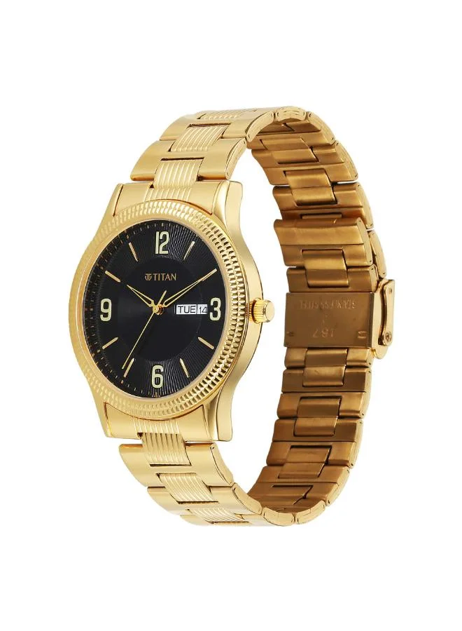 TITAN Men Analog Display Watch With Gold Stainless Steel Strap - 1650YM10