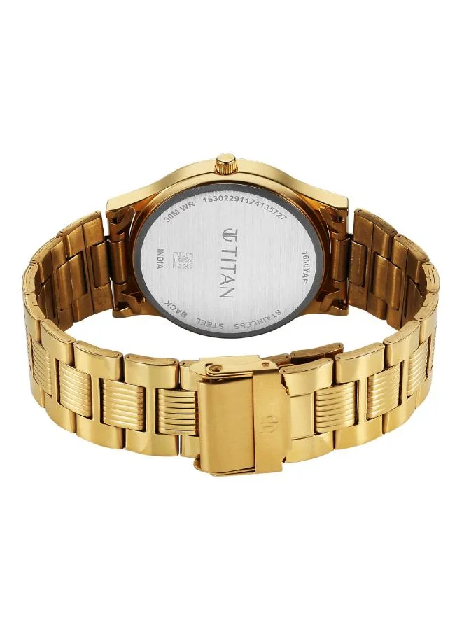 TITAN Men Analog Display Watch With Gold Stainless Steel Strap - 1650YM10