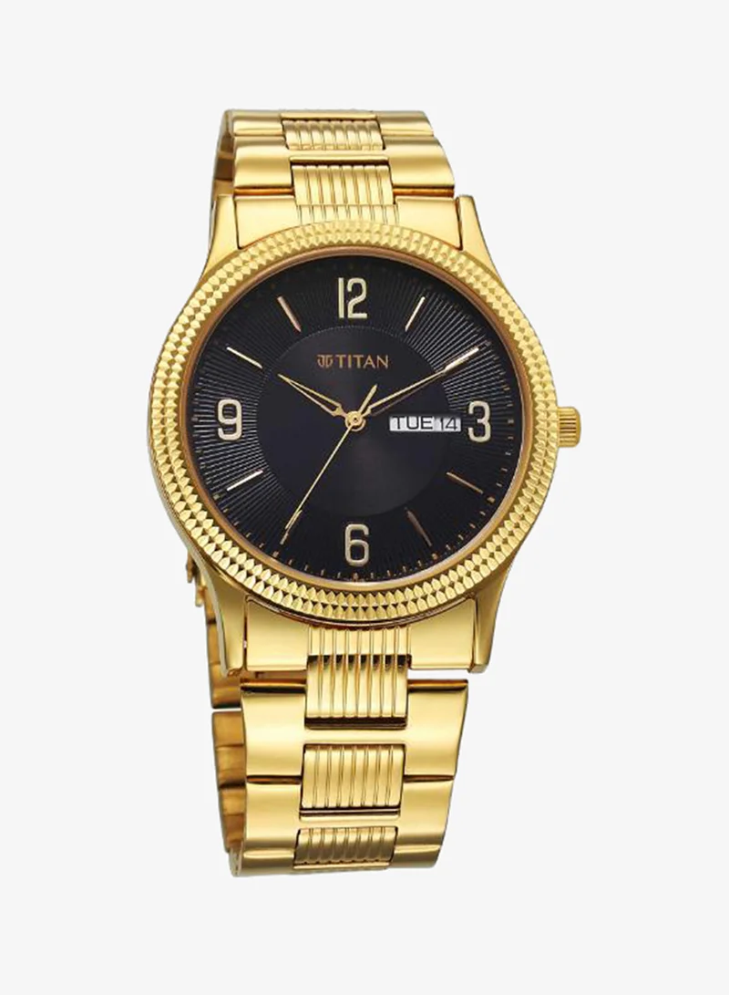 TITAN Men Analog Display Watch With Gold Stainless Steel Strap - 1650YM10