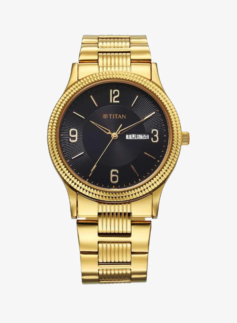 TITAN Men Analog Display Watch With Gold Stainless Steel Strap - 1650YM10