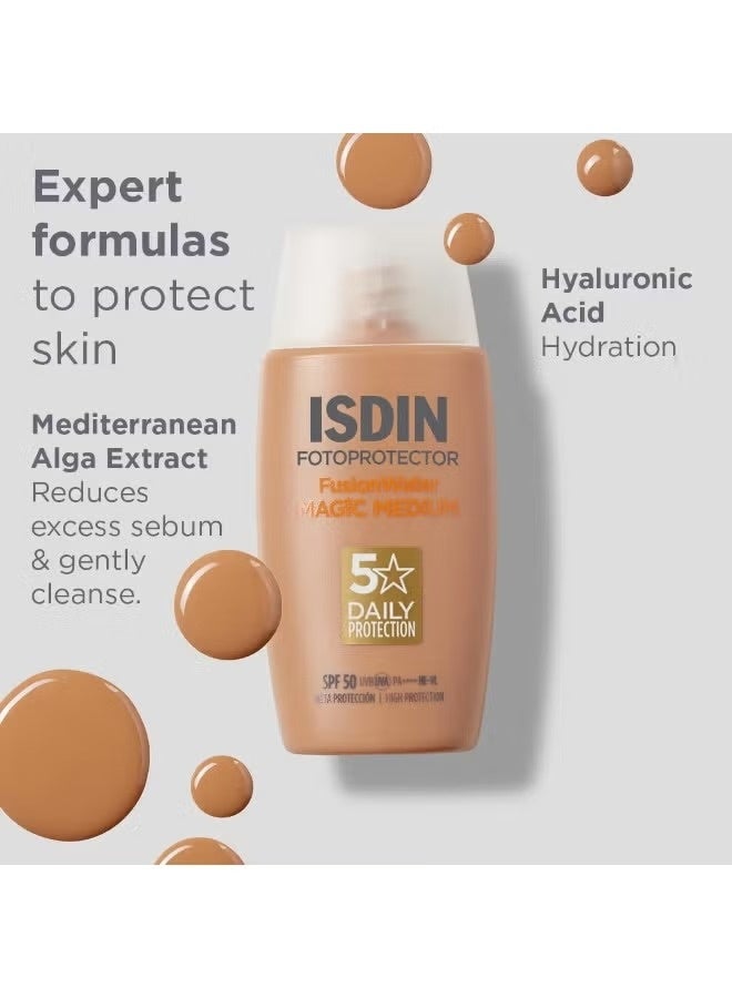 آيسدين سوتيكز ISDIN Fotoprotector Fusion Water Magic (درجة Medium) بمعامل حماية SPF 50 | واقي شمس يومي بتغطية طبيعية | تركيبة خفيفة الوزن وغير دهنية - Image 3