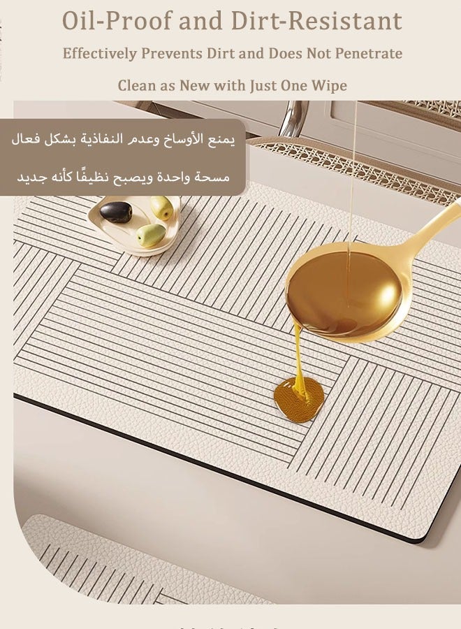 MLADEN حصيرة تجفيف الأطباق متعددة الوظائف، حصيرة ماصة لتجفيف الأطباق، حصيرة تجفيف للمطبخ، ديكور طاولة القهوة وغرفة الشاي، 30×40 سم - Image 5